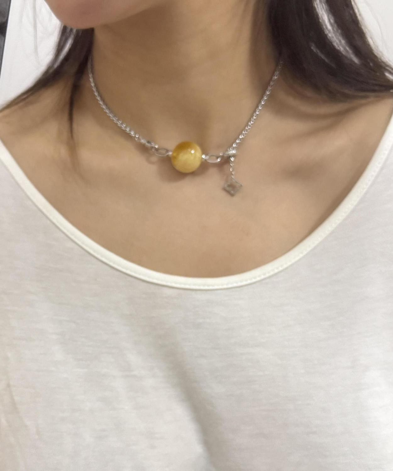Boutique Silk Sterling Silver Pearl Rotate Lariat Necklace