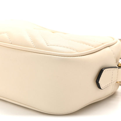 Calfskin Matelasse Mini GG Marmont Chain Shoulder Bag White