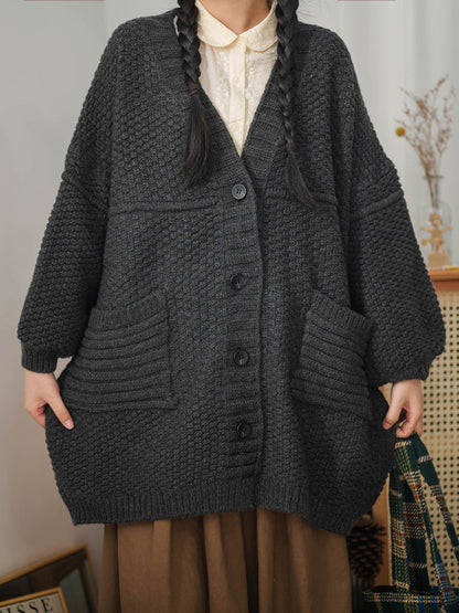 Women Vintage Knitted Sweater Coat