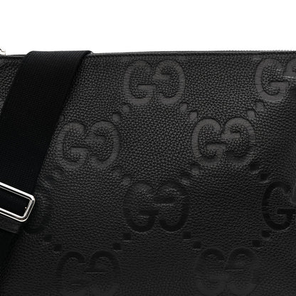 Piuma Calfskin Jumbo GG Embossed Medium Wristlet Messenger Bag Black