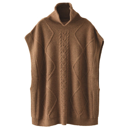 Vintage Twist Knit Turtleneck Vest