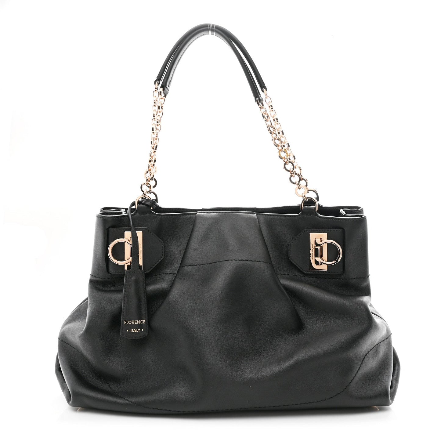 Calfskin Gancini Tote Bag Black