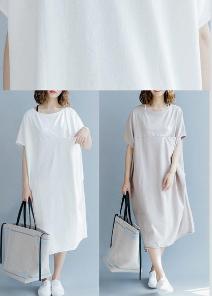 Boho Khaki Short Sleeve Cotton Summer Dresses
