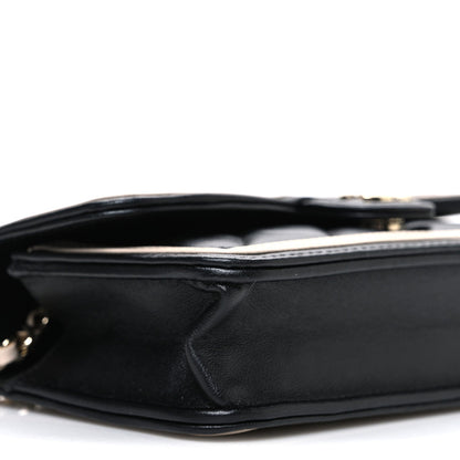 Lambskin Quilted Phone Holder Wallet With Chain Black Beige