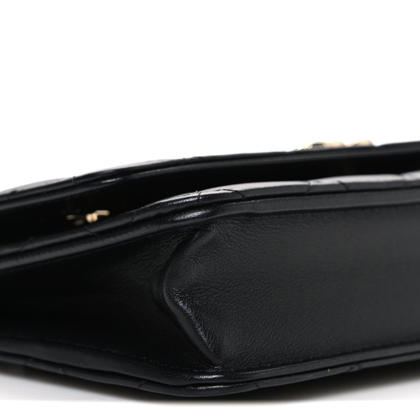 Lambskin Pearl Strass Quilted CC Wallet on Chain WOC Black
