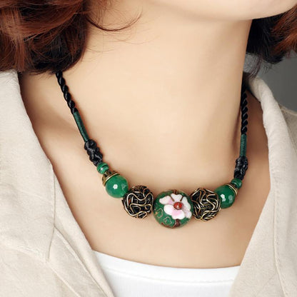 Retro Delicate Cloisonne Short Necklace