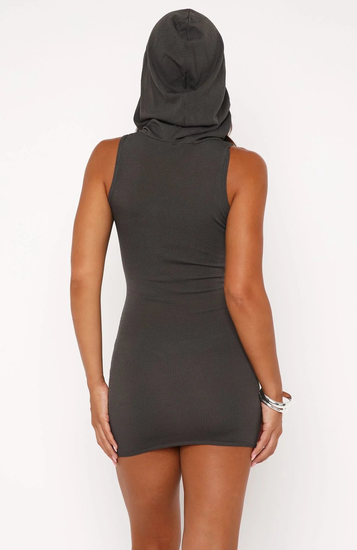 Out Of My Head Knit Mini Dress Charcoal