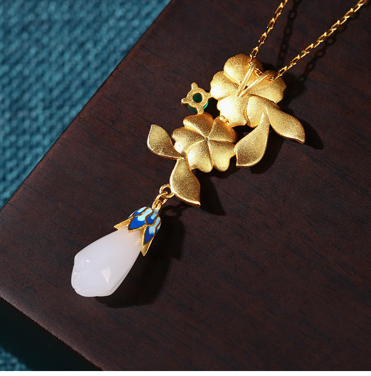 Enamel Painted Literary Vintage Necklace