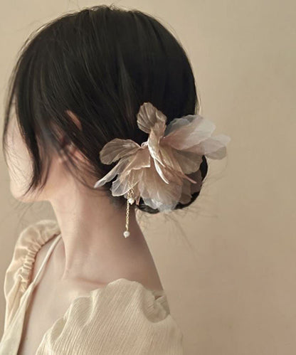 Chinese Style Champagne Alloy Chiffon Pearl Tassel Hairpin