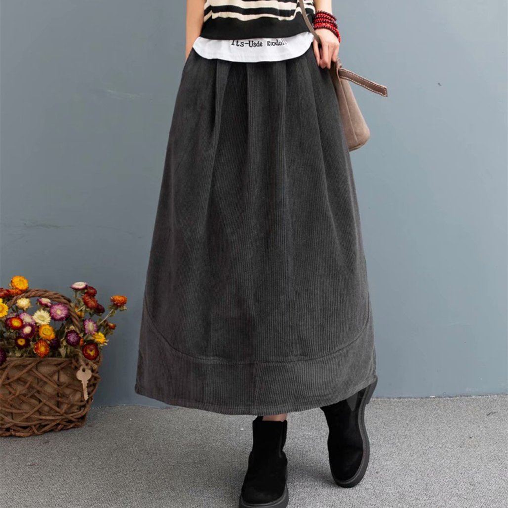 Cozy Autumn Retro Corduroy Casual Loose Skirt