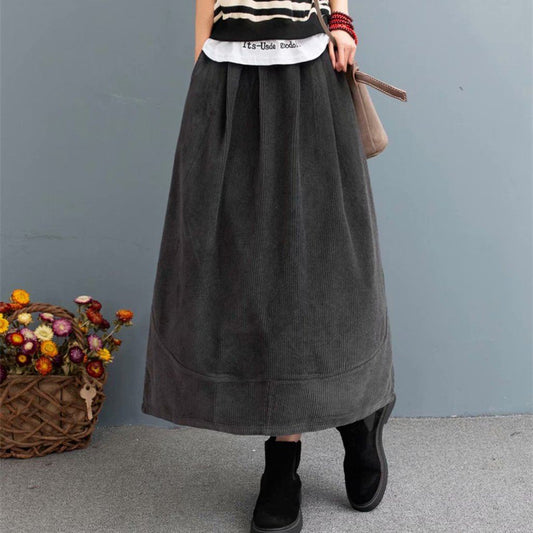 Cozy Autumn Retro Corduroy Casual Loose Skirt