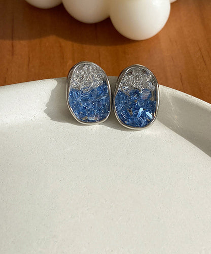 Boho Blue Alloy Zircon Crystal Stud Earring