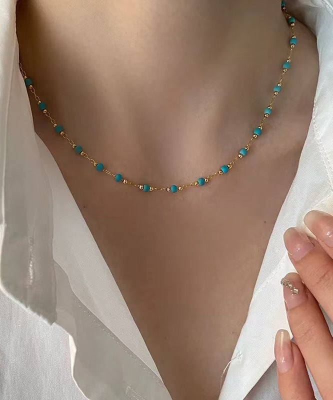 Chic Turquoise Stringing Beads Paitings Adjustable Copper Necklace