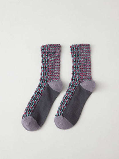 5 Pairs England Style Vintage Jacquard Socks