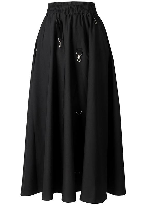 Loose Blue Cinched Summer Asymmetrical Design Cotton Skirt