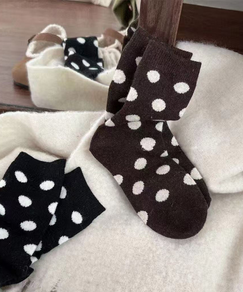 New Dot Print Thick And Warm Cotton Crew Socks