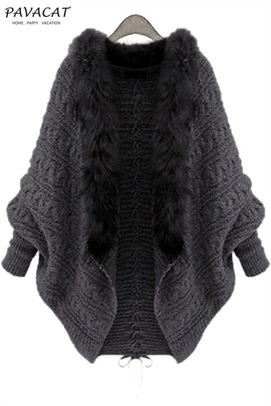 Buffy Faux Fur Cable Knit Cardigan