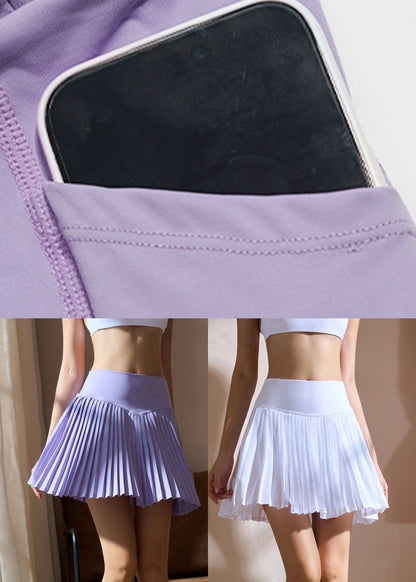 Cute Purple Patchwork Tennis Pleated Skirt