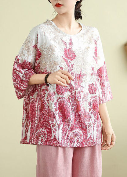 Plus Size Pink Print Top Half Sleeve