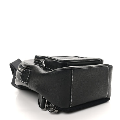 X PETER DOIG Grained Calfskin Slingbag Backpack Black