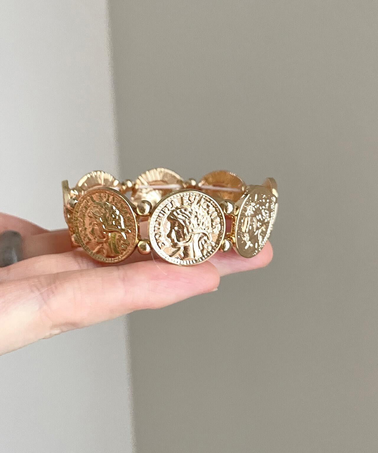 Boutique Gold Sterling Silver Alloy Copper Coin Bangle