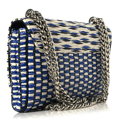 Calfskin Epi Smock Louise MM Chain Clutch Blue White Black