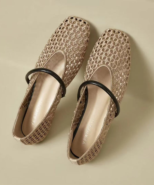 2025 New Gold Flat Bottomed Mesh Sandals