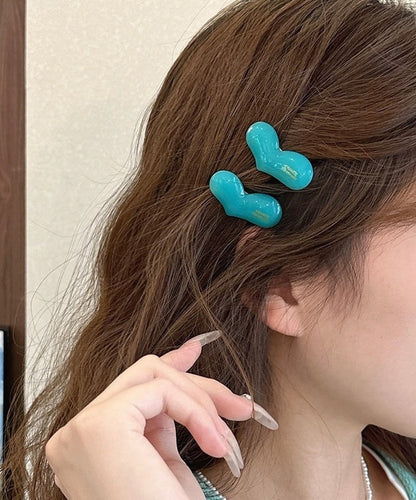 Simple Blue Alloy Plastic Love Hairpin