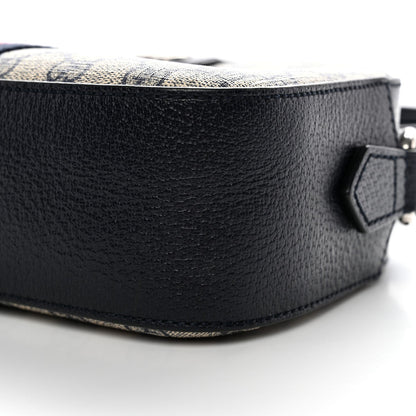 GG Supreme Monogram Textured Dollar Calfskin Web Small Ophidia Camera Bag Beige Blue