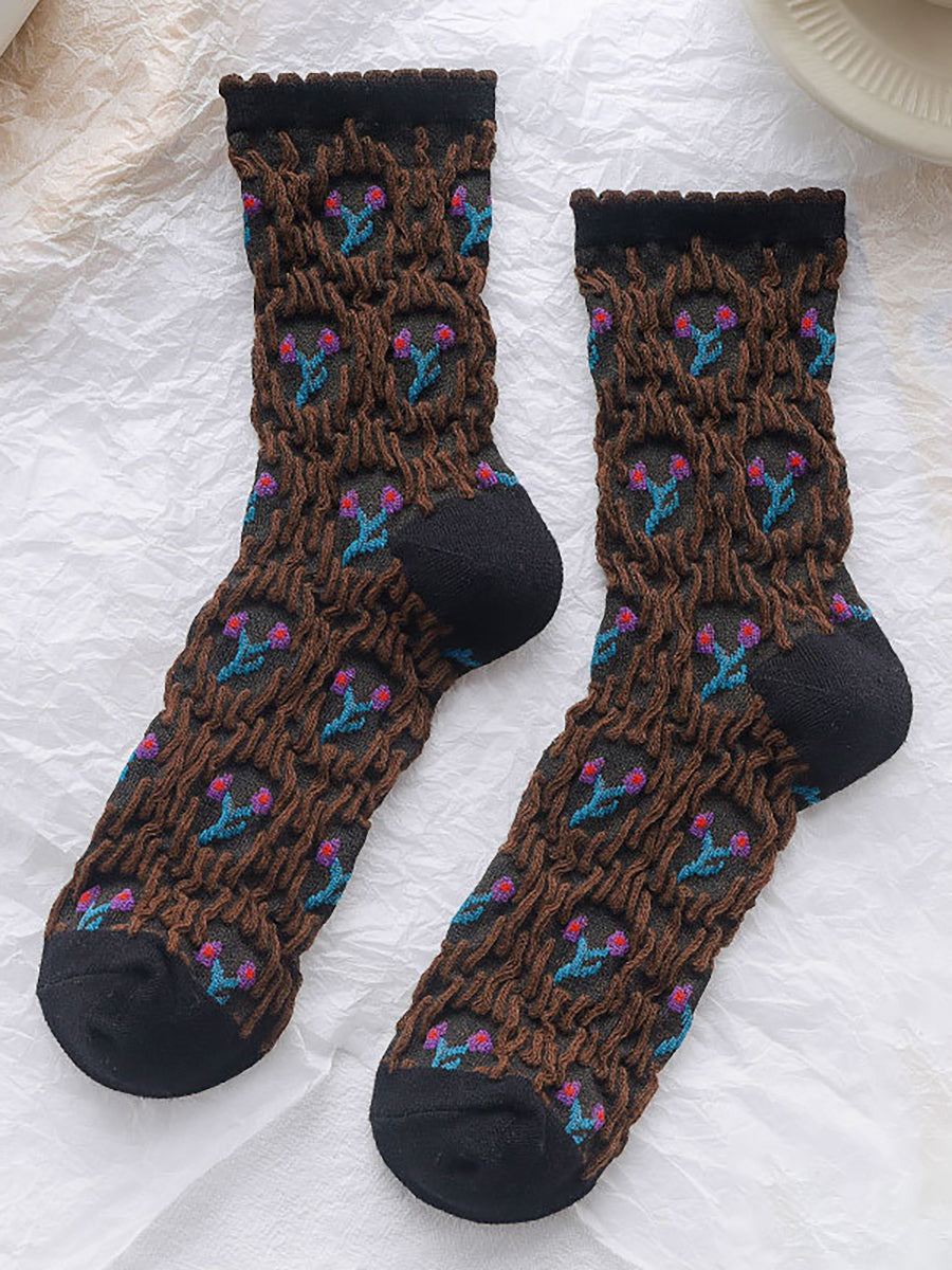 100% Cotton Preppy Style Women Socks 5 Pairs