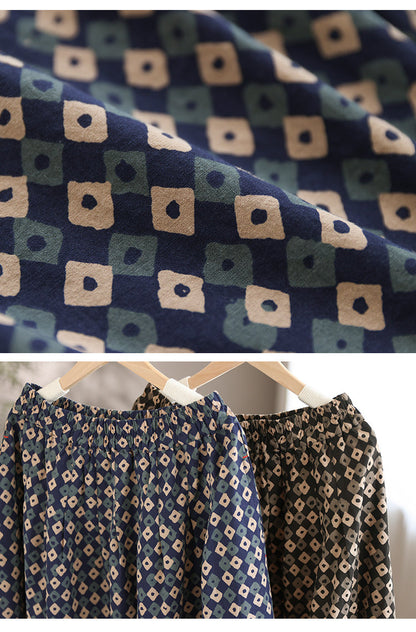 New Retro Elastic Waist Casual Floral Skirt