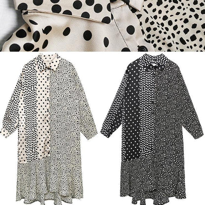 Elegant black dotted Cotton patchwork shift summer Dress