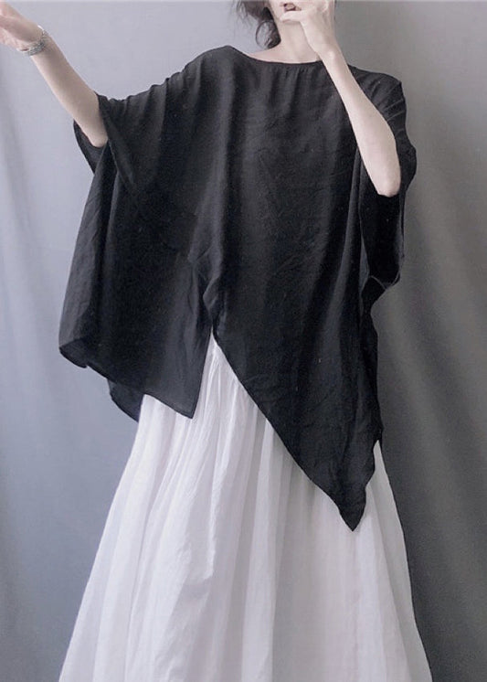 Plus Size White O-Neck Solid Top Summer
