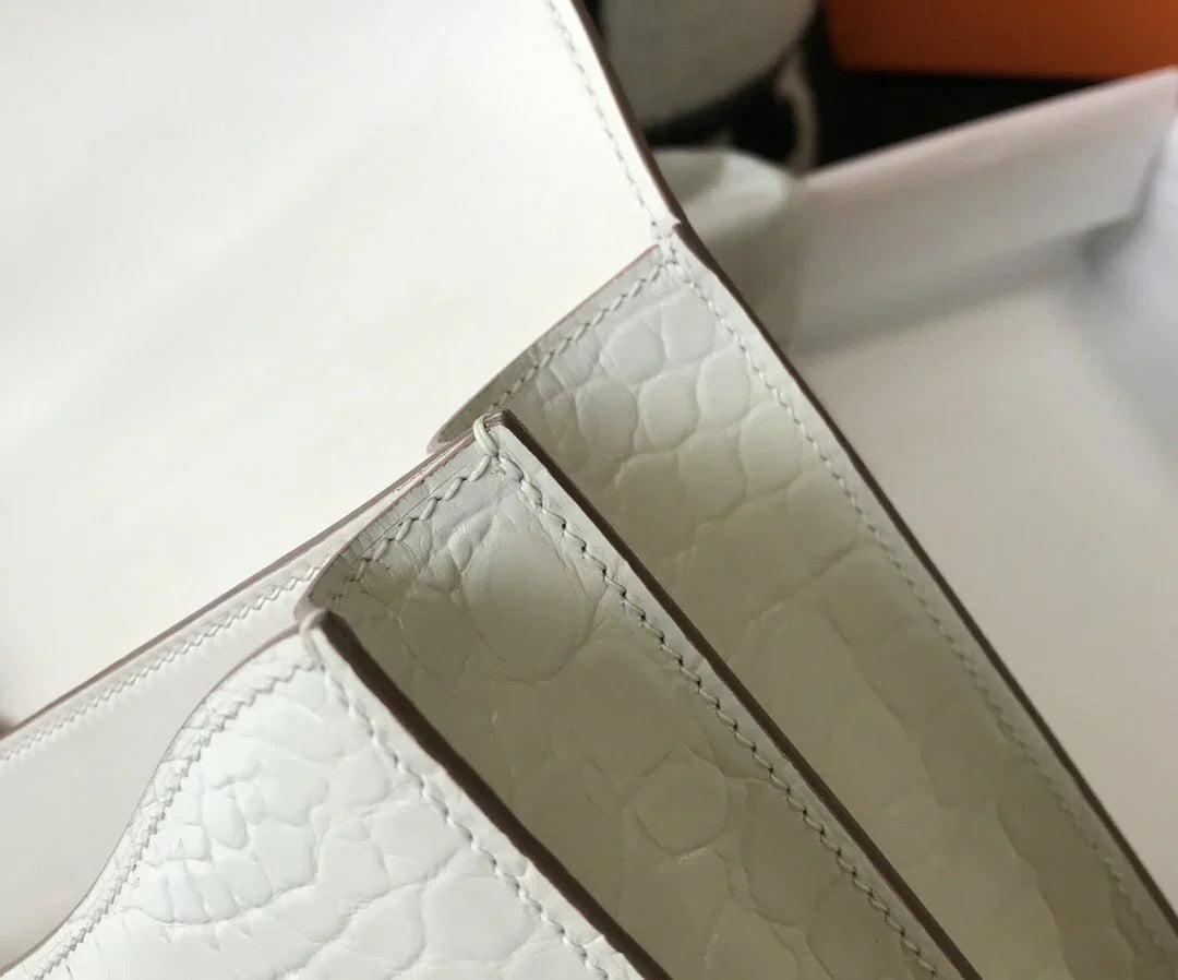 HMS Constance 23 Pattern Crocodile White Handbag