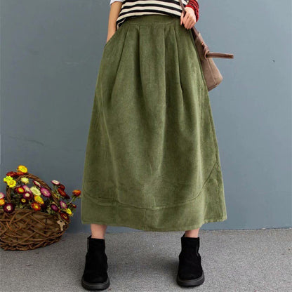 Cozy Autumn Retro Corduroy Casual Loose Skirt