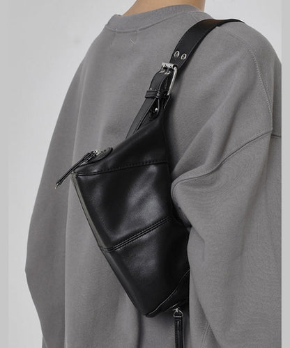 Stylish Black Solid Durable Faux Leather Shoulder Bags