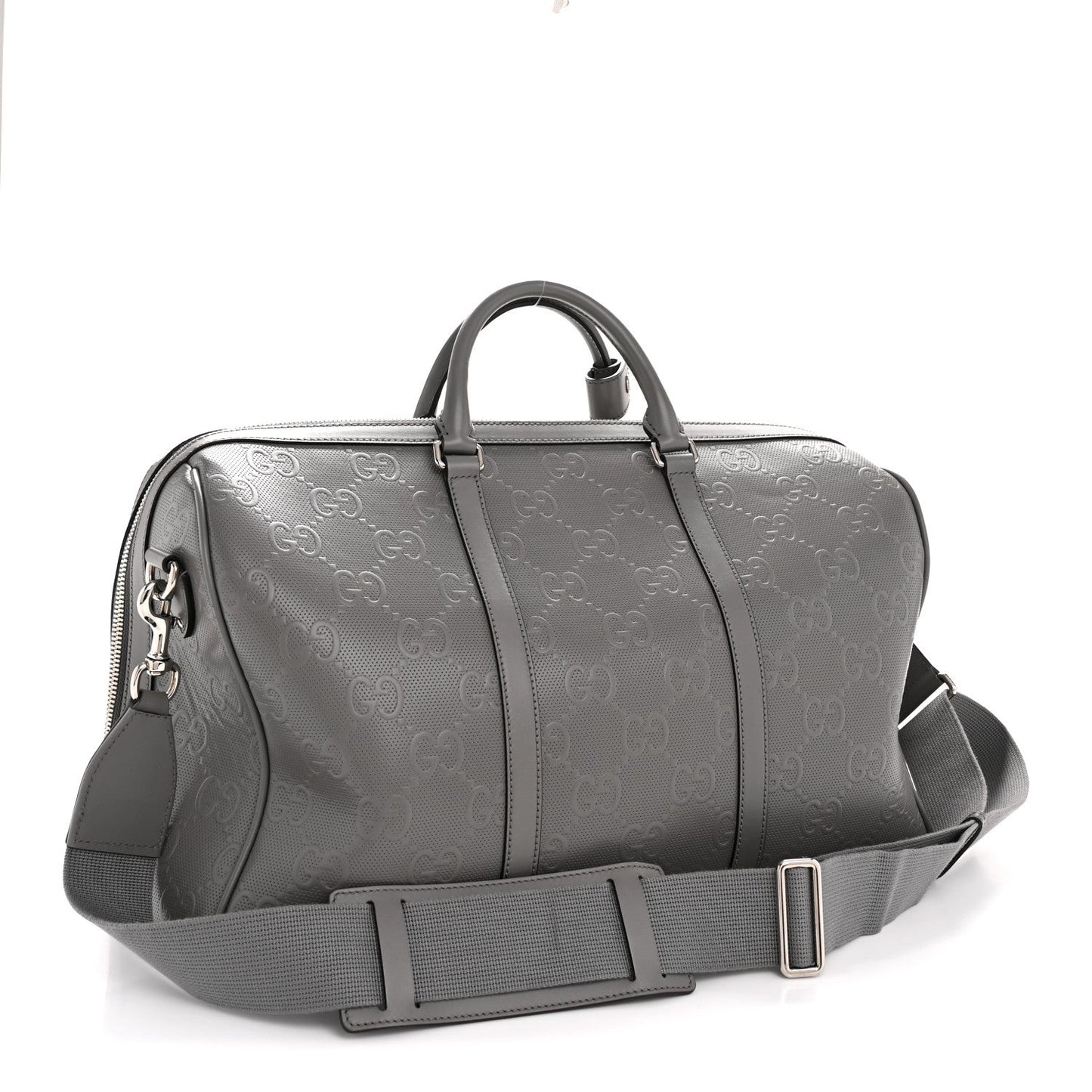 Calfskin GG Tennis Embossed Duffle Bag Grey