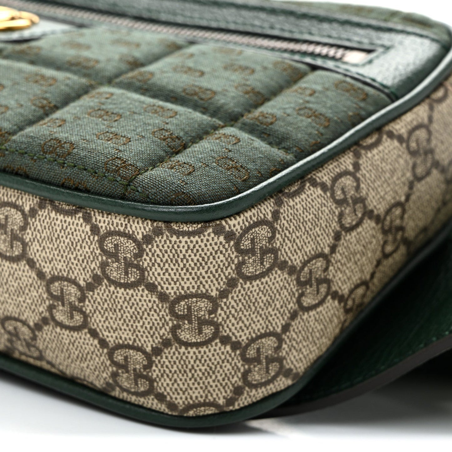 Monogram GG Mignon Textured Dollar Calfskin GG Supreme Monogram Quilted Mini GG Belt Bag Green Beige Ebony