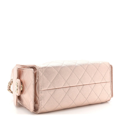 Metallic Caviar Quilted Mini Chanel 25 Handbag Copper