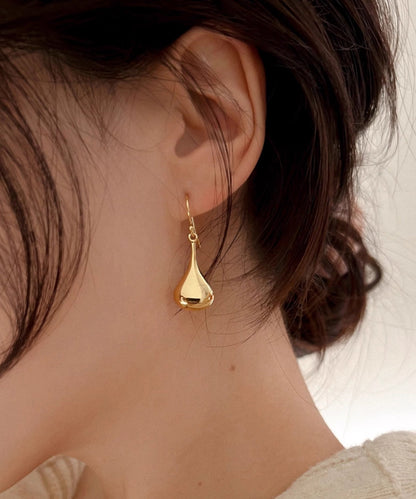 Simple Gold Copper Overgild Water Drop Drop Earrings