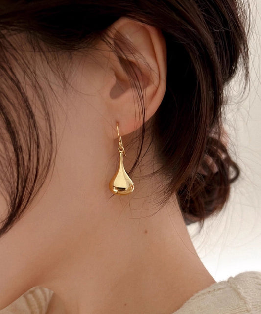 Simple Gold Copper Overgild Water Drop Drop Earrings