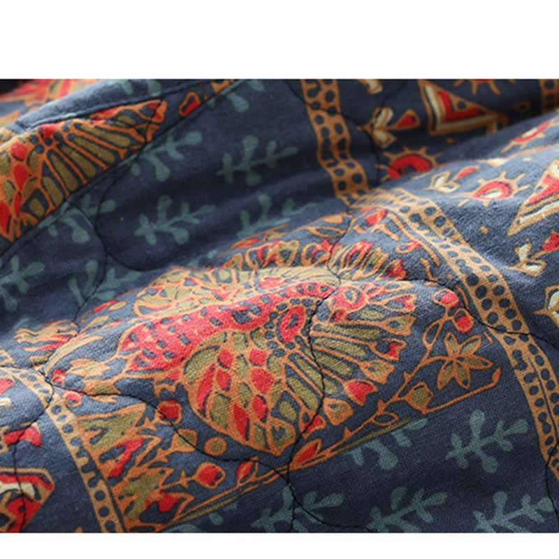 Winter Retro Ethnic Style Cotton Linen Floral Skirt