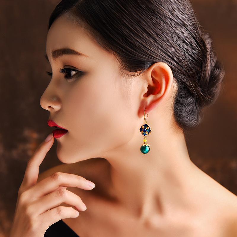 Ethnic Handmade Glaze Cloisonne Quality Drop Earrings
