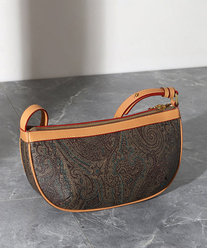 Classy Brown Jacquard Solid Durable Leather Hobo Bag