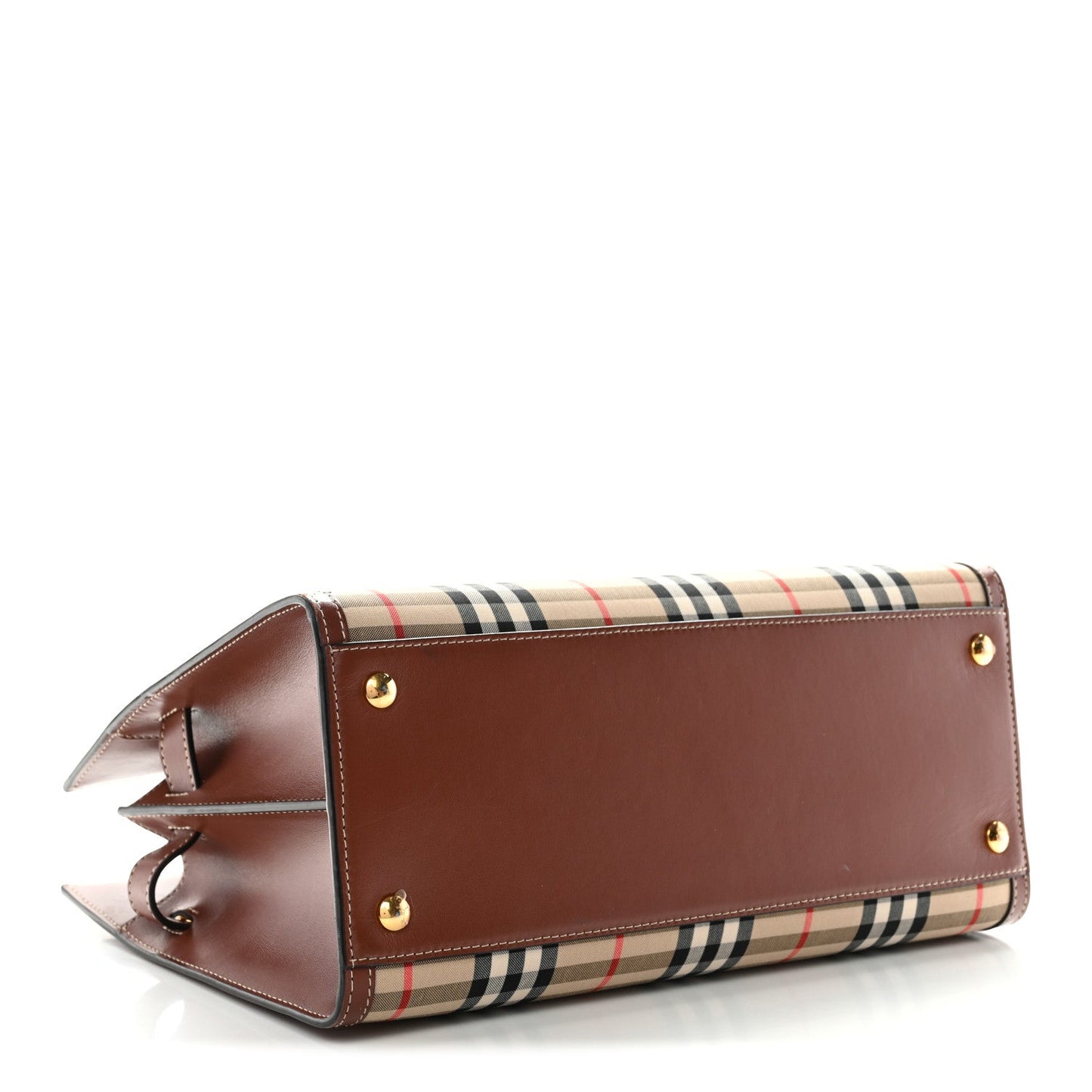 Calfskin Vintage Check Two Handle Title Bag Archive Beige
