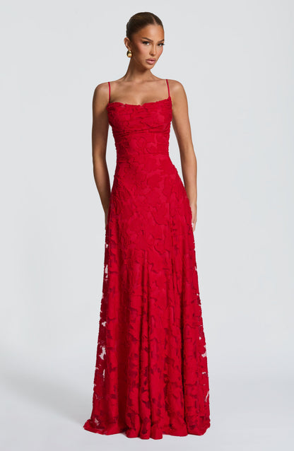 Spaghetti Strap Backless Lace Up Formal Gown