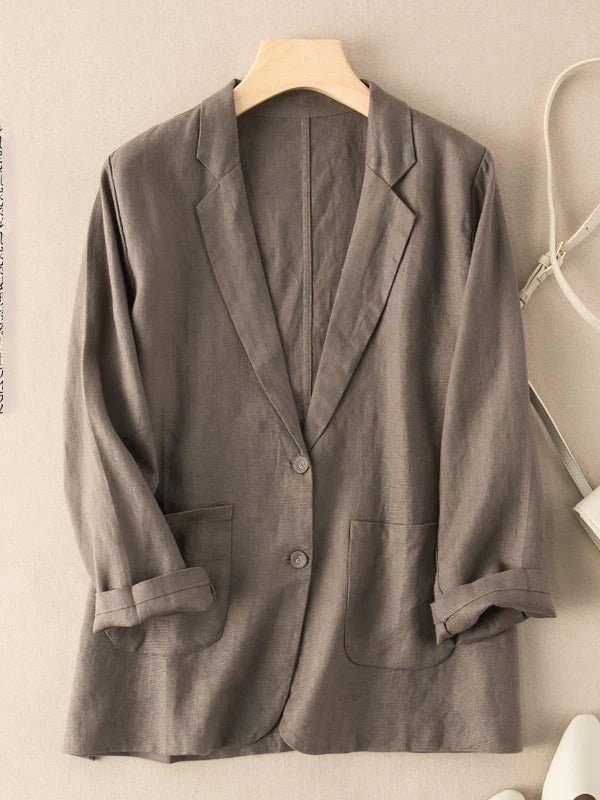 Casual Linen Long Sleeve Cropped Blazer