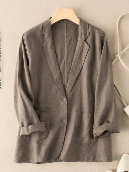 Casual Linen Long Sleeve Cropped Blazer