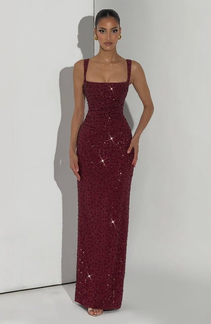 Sexy Strap off-Neck Slim-Fit Shiny Dress
