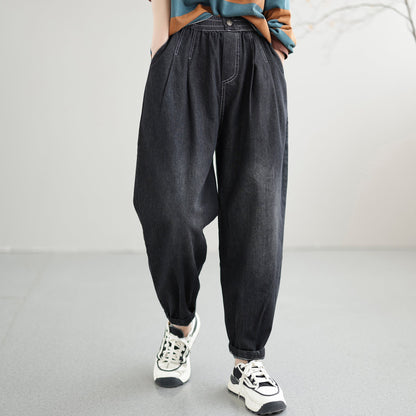 Summer Autumn Solid Loose Cotton Harem Jeans